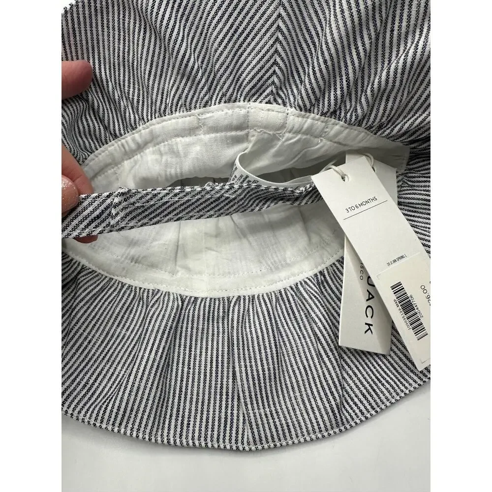 NEW Janie & Jack infant sun hat size 3-6 months Linen Blend Striped $22 Bow B16 - Picture 3 of 5